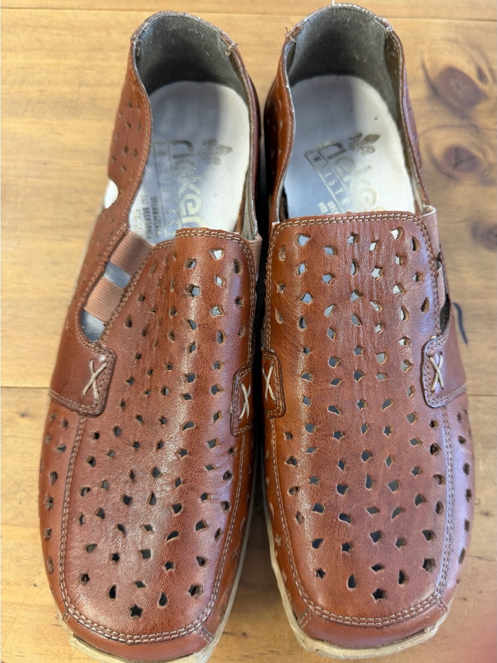 Rieker Women’s Cognac Perforated Slip-On Loafers